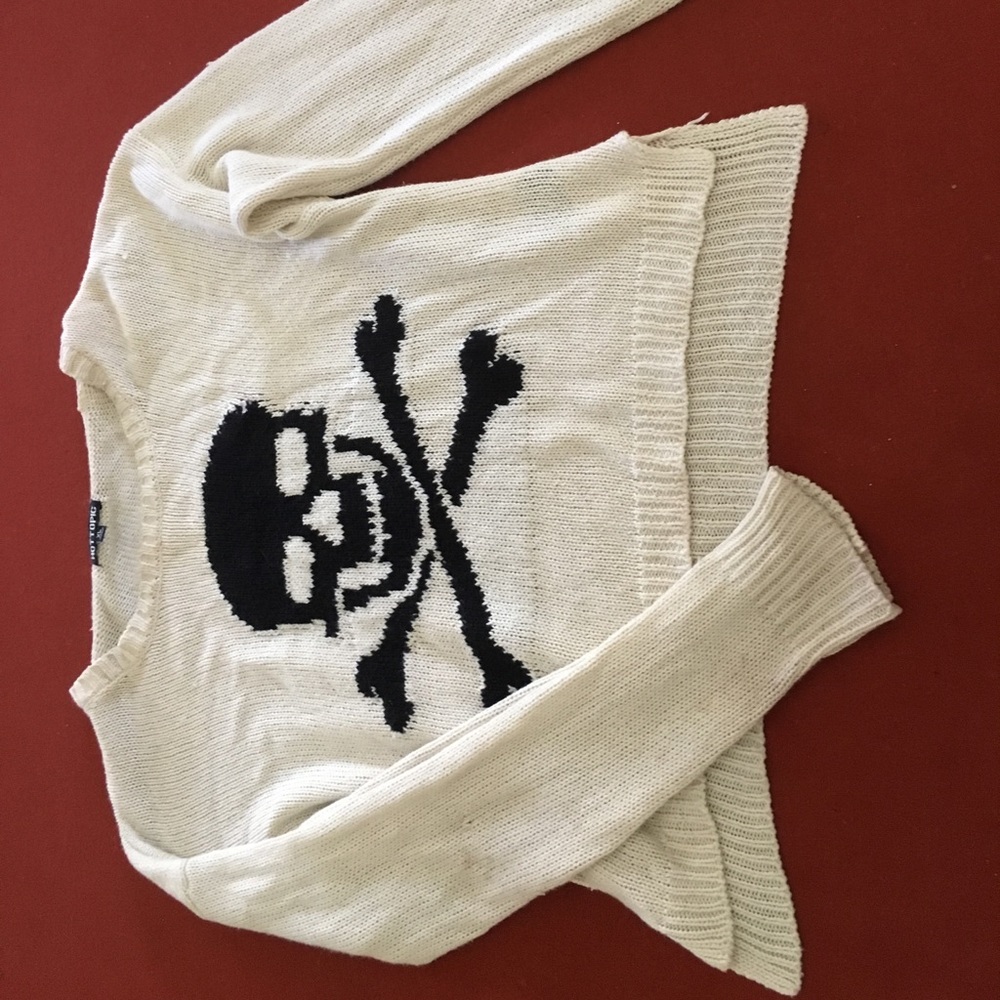 White Skull Cropped Sweater